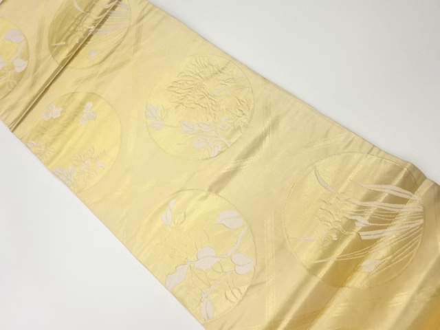 JAPANESE KIMONO / VINTAGE FUKURO OBI / WOVEN FLOWER & GRID